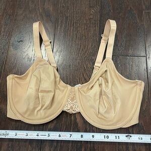 Wacoal Bra Women Size 34DD Tan Underwire Lace Side Wings Adjustable Strap